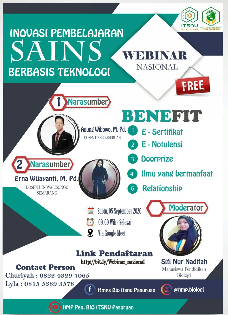 Perkuat Pembelajaran Sains Secara Daring, Prodi Pendidikan Biologi ITSNU Pasuruan Gelar Webinar