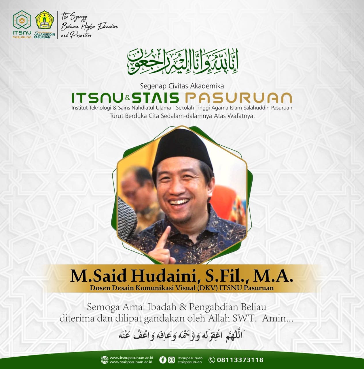 Innalillahi, Said Hudaini Dosen ITSNU Pasuruan Wafat