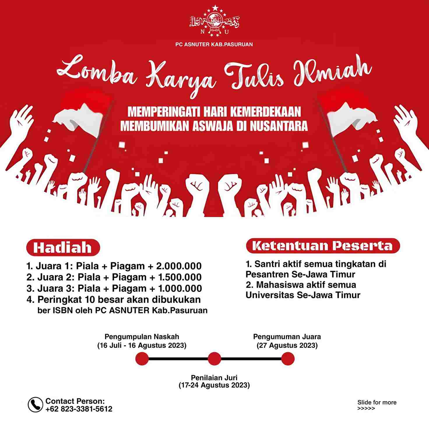 Segera Daftar Lomba Menulis Asnuter NU Pasuruan, Cek Syarat dan Ketentuan