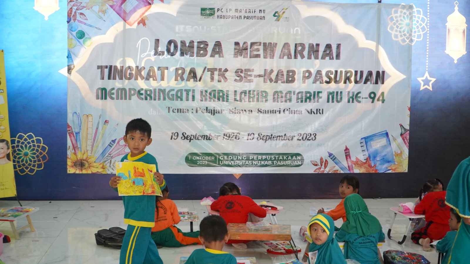 Kenalkan Kantor NU, LP Ma’arif Pasuruan Gelar Lomba Mewarnai
