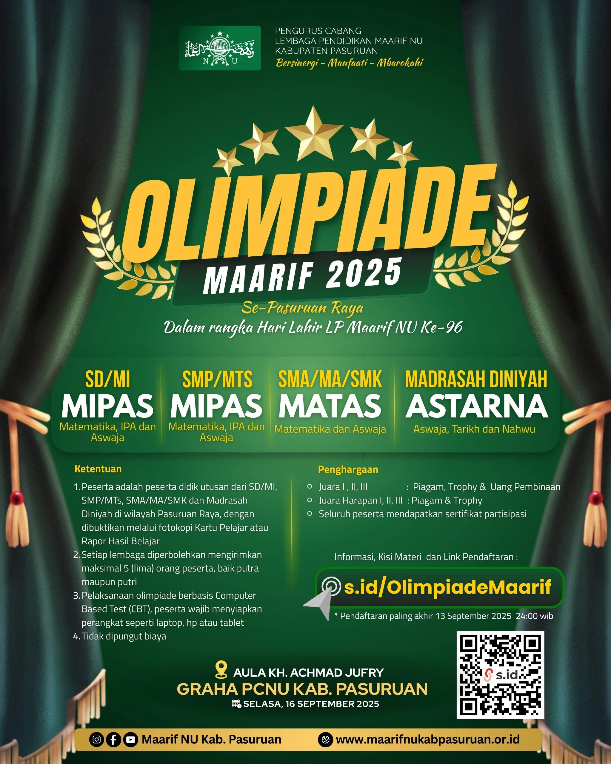 Buruan Daftar! LP Ma’arif NU Kabupaten Pasuruan Gelar Olimpiade Ma’arif 2025